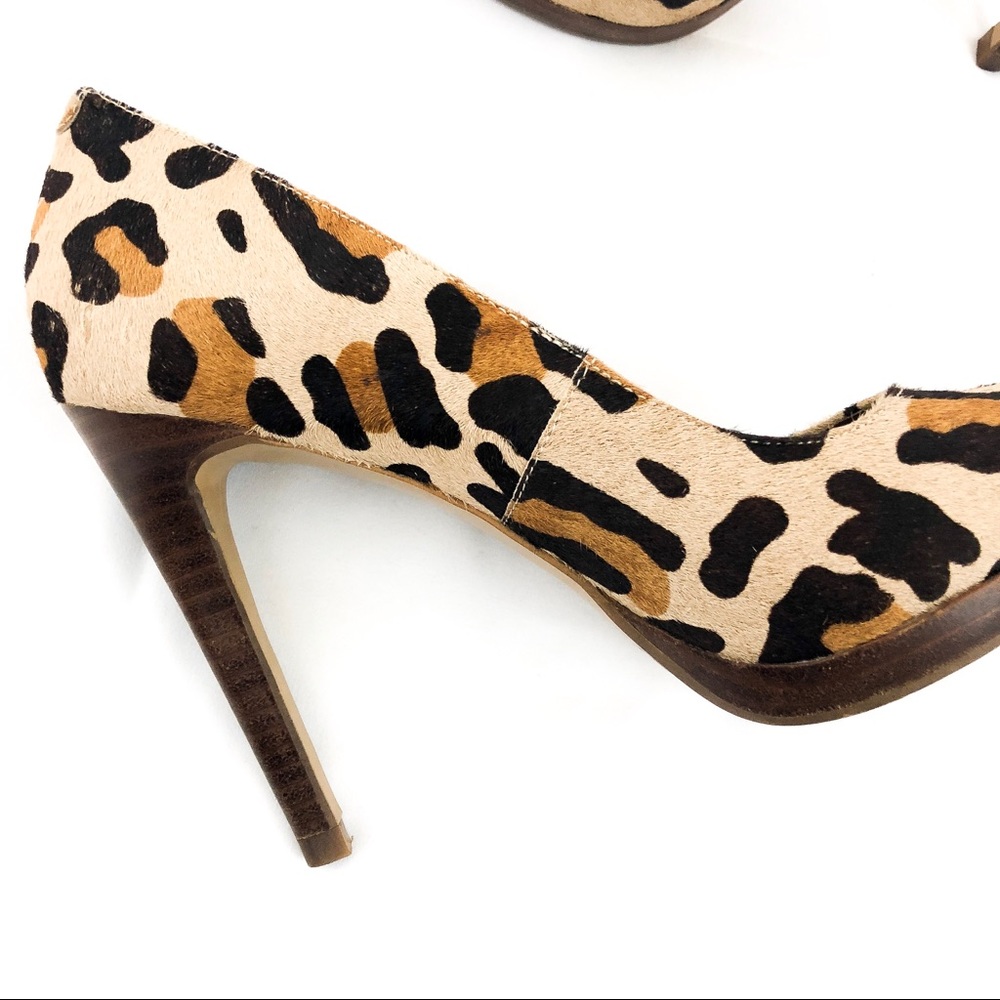 BCBG leopard print calf hair heels